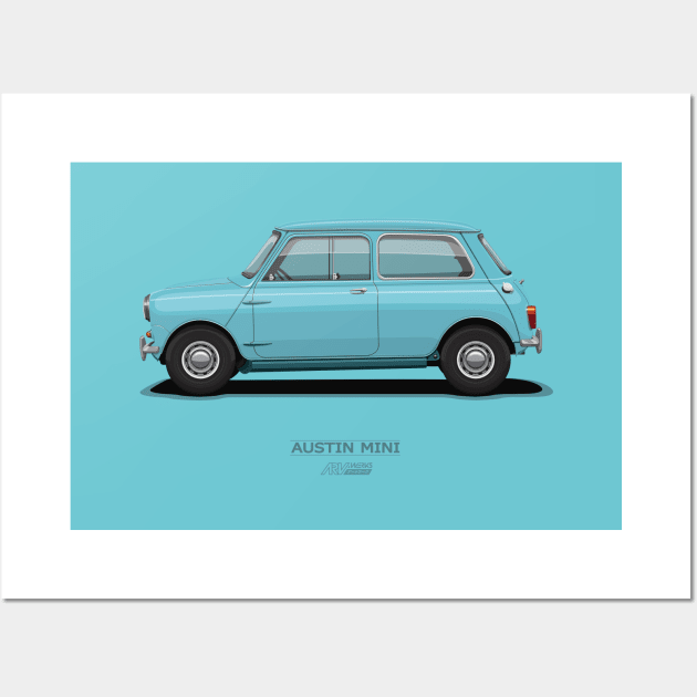 Austin Mini Sky Blue Wall Art by ARVwerks